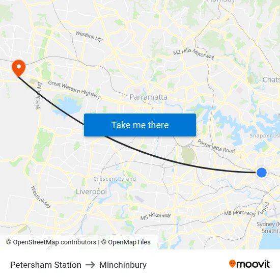 Petersham Station to Minchinbury map