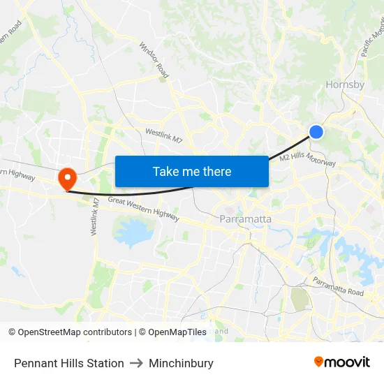 Pennant Hills Station to Minchinbury map