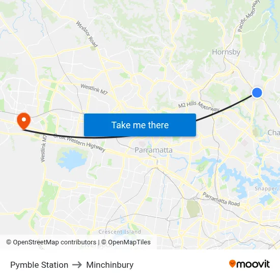 Pymble Station to Minchinbury map