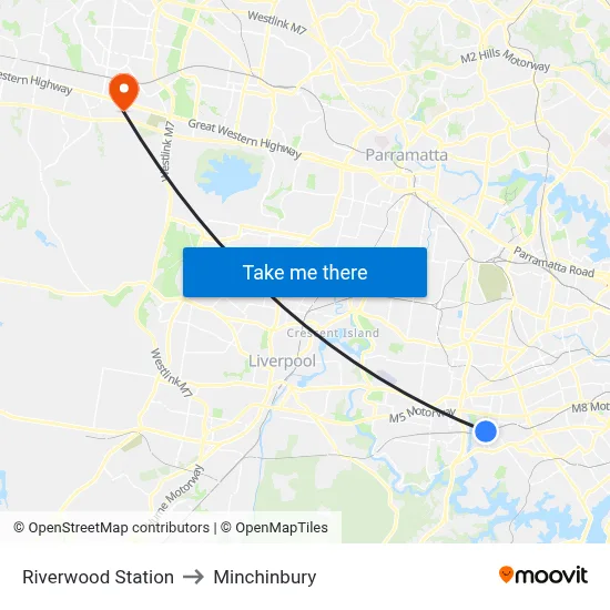 Riverwood Station to Minchinbury map