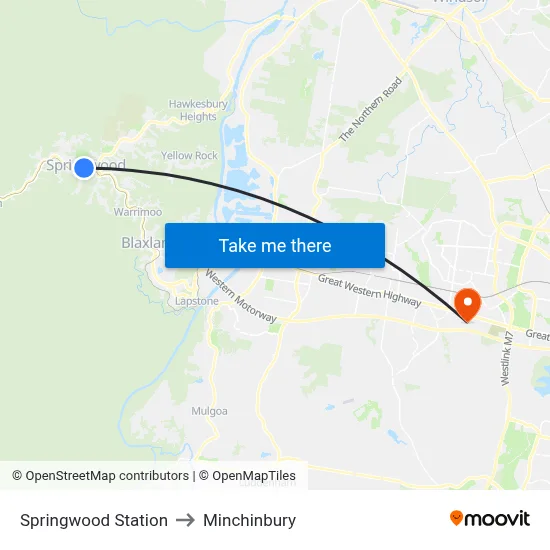 Springwood Station to Minchinbury map