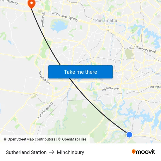 Sutherland Station to Minchinbury map