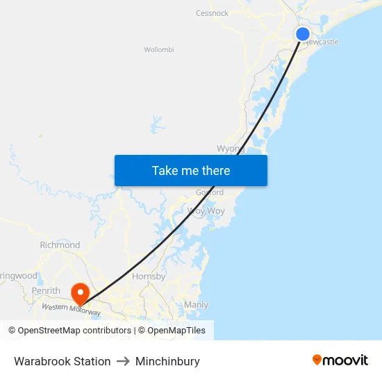 Warabrook Station to Minchinbury map