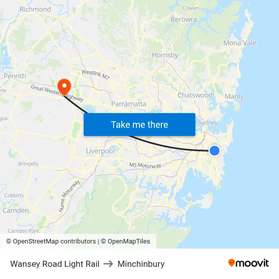 Wansey Road Light Rail to Minchinbury map