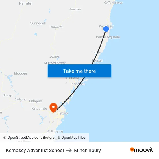 Kempsey Adventist School to Minchinbury map