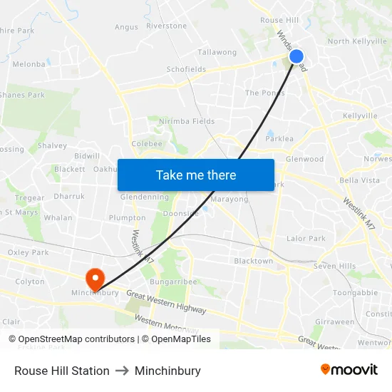 Rouse Hill Station to Minchinbury map