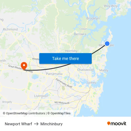 Newport Wharf to Minchinbury map