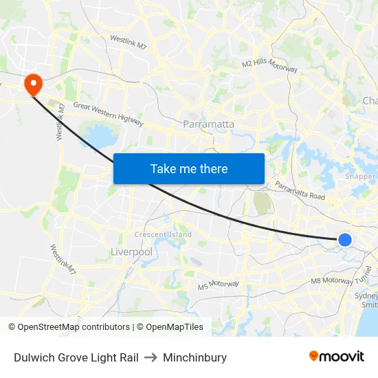 Dulwich Grove Light Rail to Minchinbury map