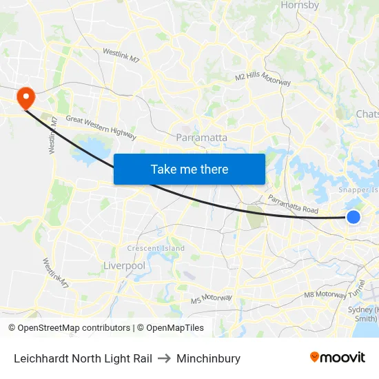 Leichhardt North Light Rail to Minchinbury map