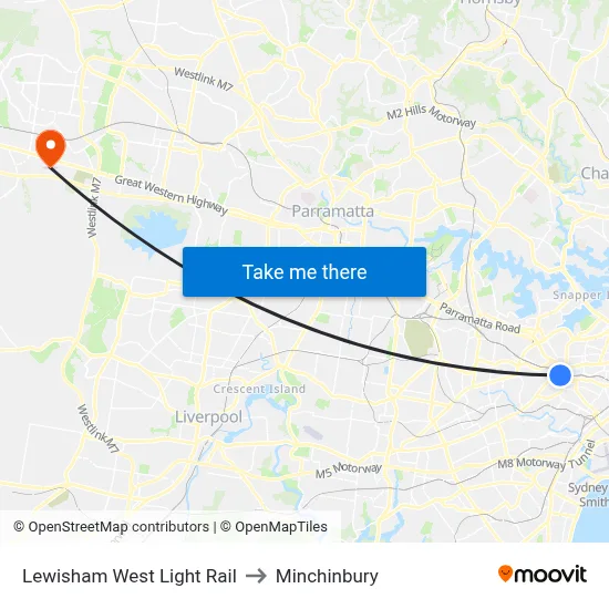 Lewisham West Light Rail to Minchinbury map
