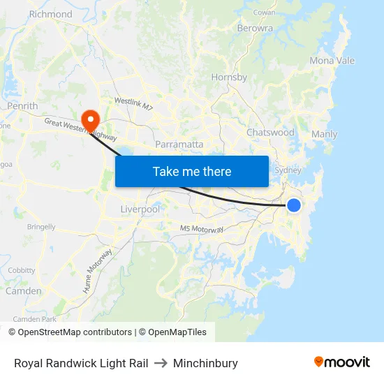 Royal Randwick Light Rail to Minchinbury map