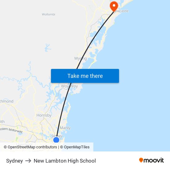 Sydney to New Lambton High School map