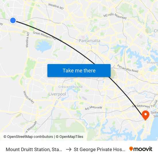 Mount Druitt Station, Stand H to St George Private Hospital map