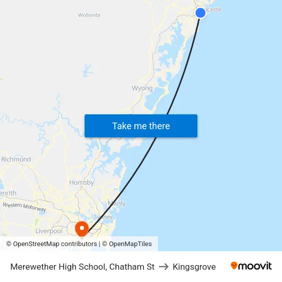 Merewether High School, Chatham St to Kingsgrove map