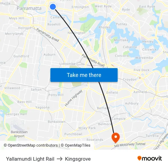 Yallamundi Light Rail to Kingsgrove map