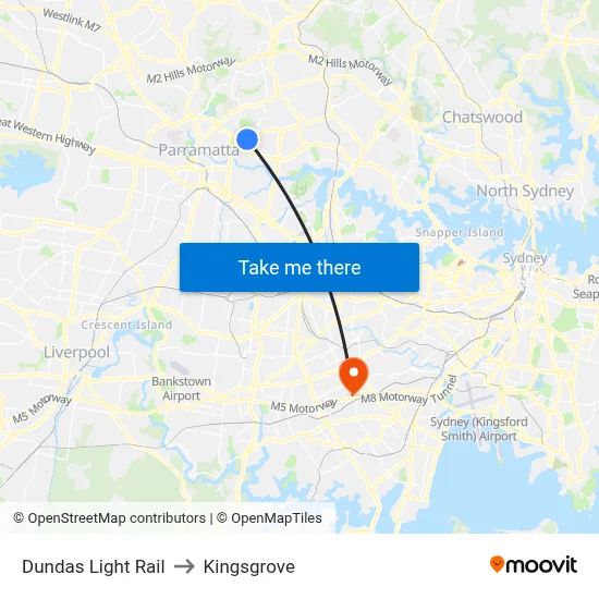 Dundas Light Rail to Kingsgrove map
