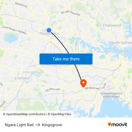 Ngara Light Rail to Kingsgrove map