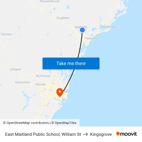 East Maitland Public School, William St to Kingsgrove map