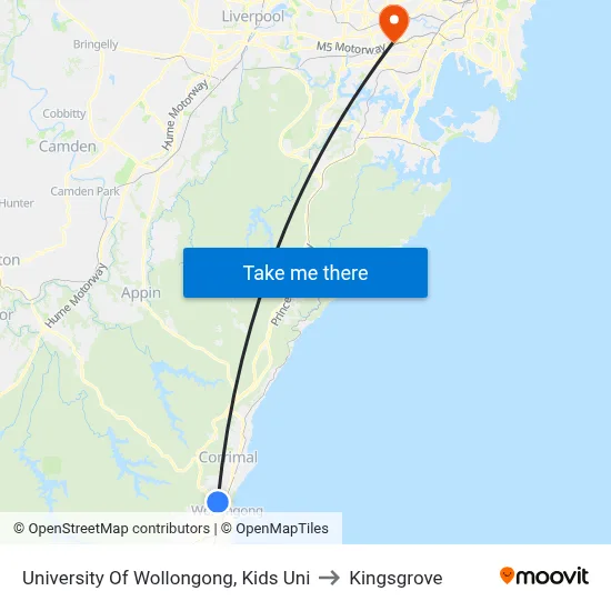University Of Wollongong, Kids Uni to Kingsgrove map
