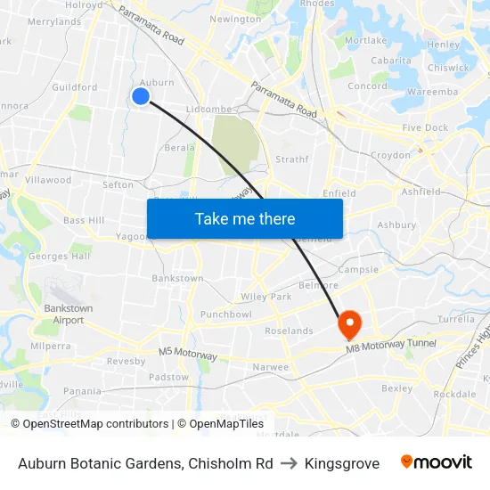 Auburn Botanic Gardens, Chisholm Rd to Kingsgrove map