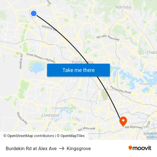 Burdekin Rd at Alex Ave to Kingsgrove map