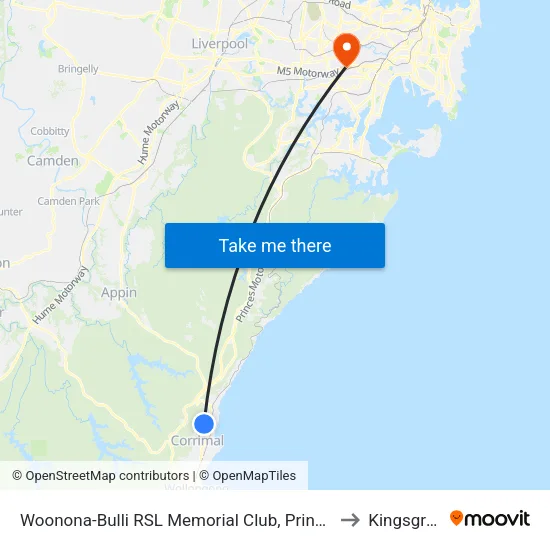 Woonona-Bulli RSL Memorial Club, Princes Hwy to Kingsgrove map