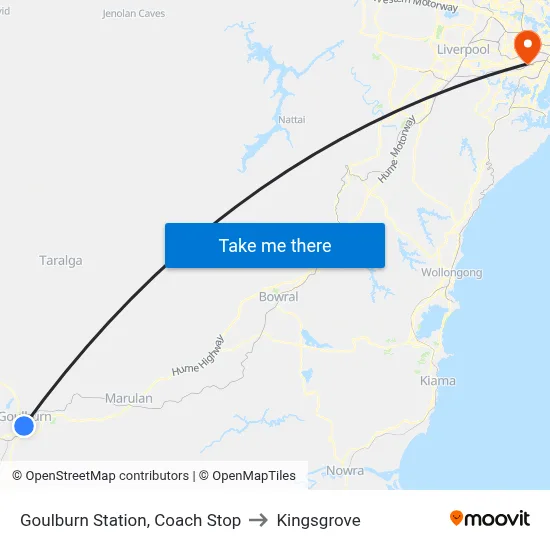 Goulburn Station, Coach Stop to Kingsgrove map