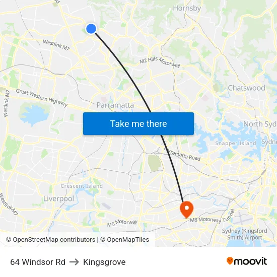 64 Windsor Rd to Kingsgrove map