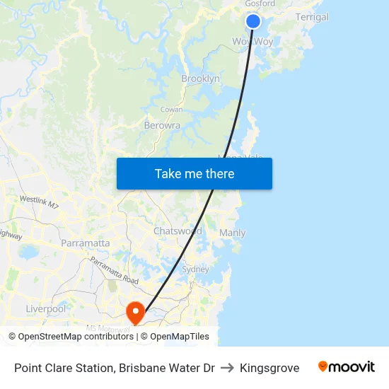 Point Clare Station, Brisbane Water Dr to Kingsgrove map