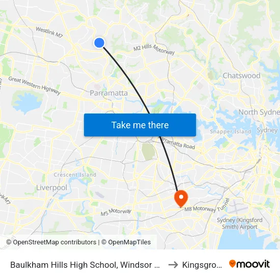 Baulkham Hills High School, Windsor Rd to Kingsgrove map