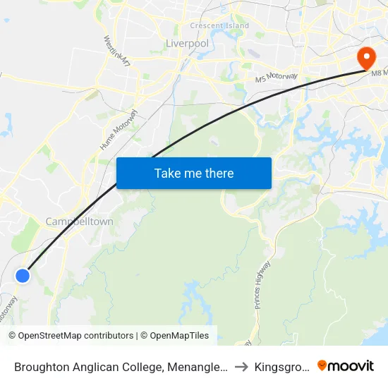 Broughton Anglican College, Menangle Rd to Kingsgrove map