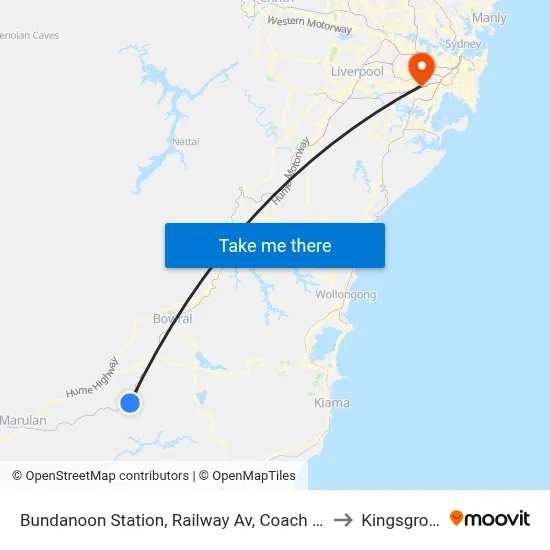 Bundanoon Station, Railway Av, Coach Bay to Kingsgrove map