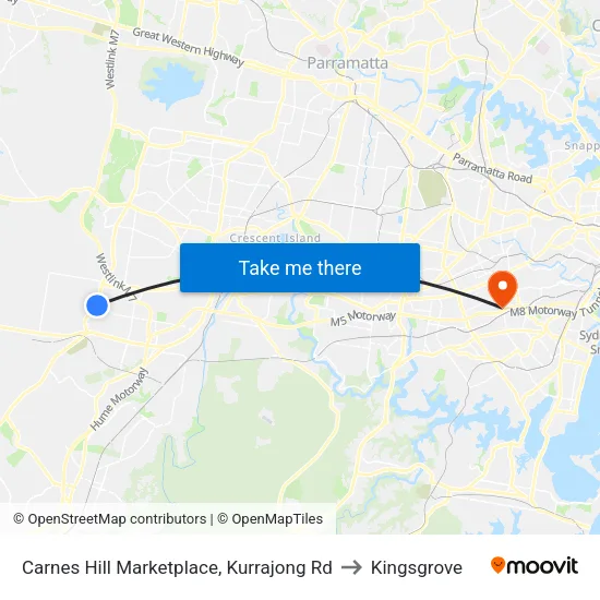 Carnes Hill Marketplace, Kurrajong Rd to Kingsgrove map
