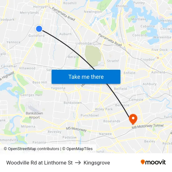 Woodville Rd at Linthorne St to Kingsgrove map