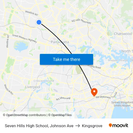Seven Hills High School, Johnson Ave to Kingsgrove map