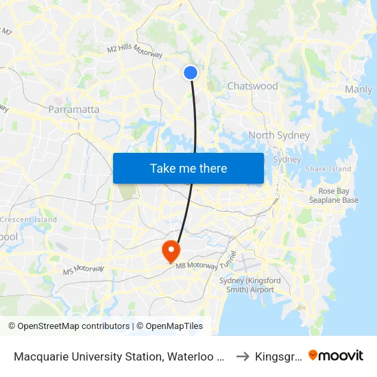 Macquarie University Station, Waterloo Rd, Stand A to Kingsgrove map