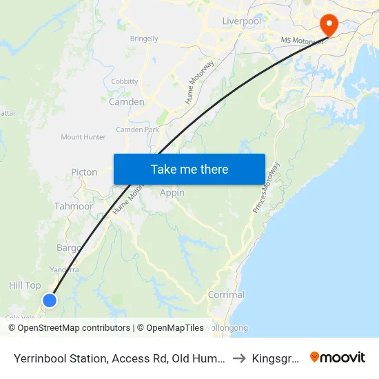 Yerrinbool Station, Access Rd, Old Hume Hwy to Kingsgrove map