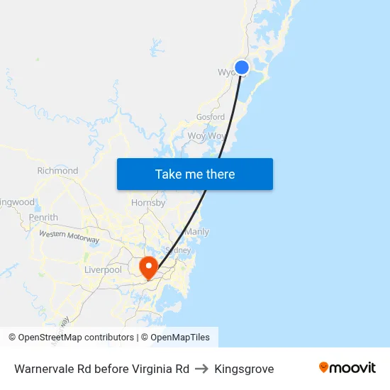 Warnervale Rd before Virginia Rd to Kingsgrove map