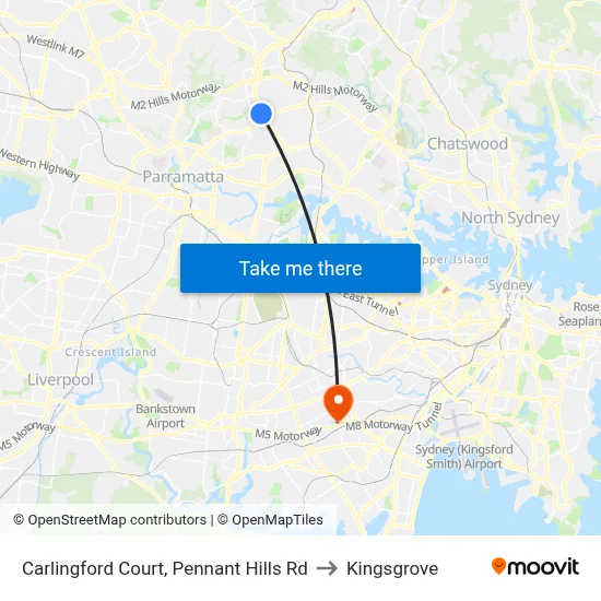 Carlingford Court, Pennant Hills Rd to Kingsgrove map