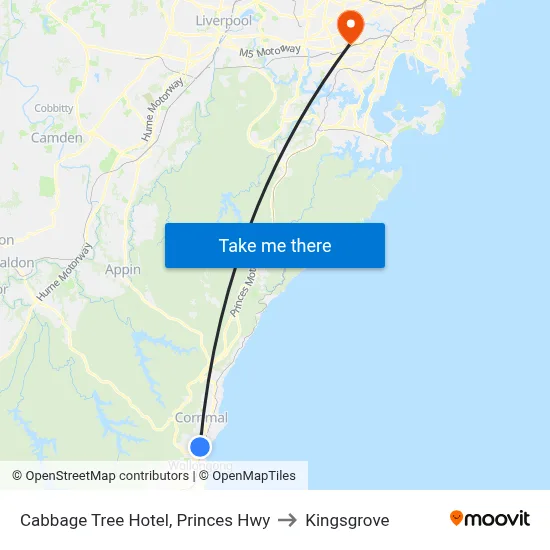 Cabbage Tree Hotel, Princes Hwy to Kingsgrove map