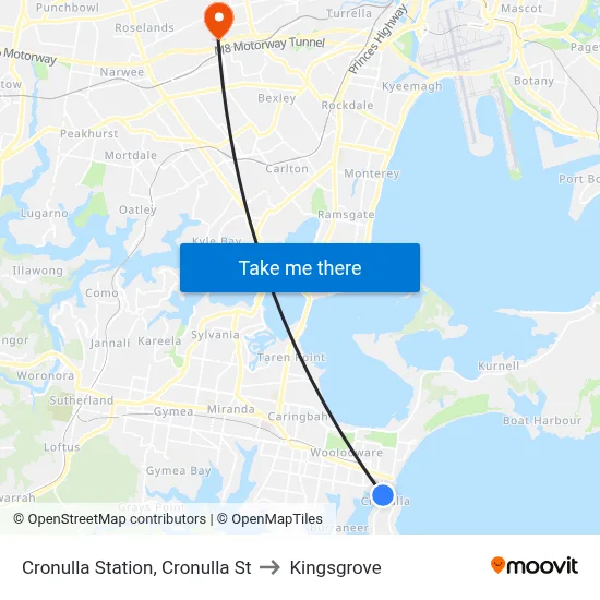 Cronulla Station, Cronulla St to Kingsgrove map