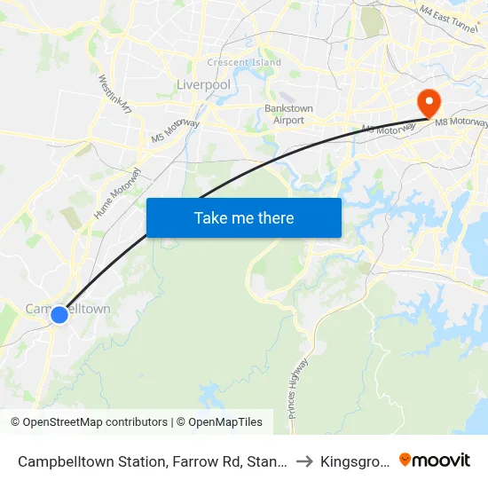 Campbelltown Station, Farrow Rd, Stand H to Kingsgrove map