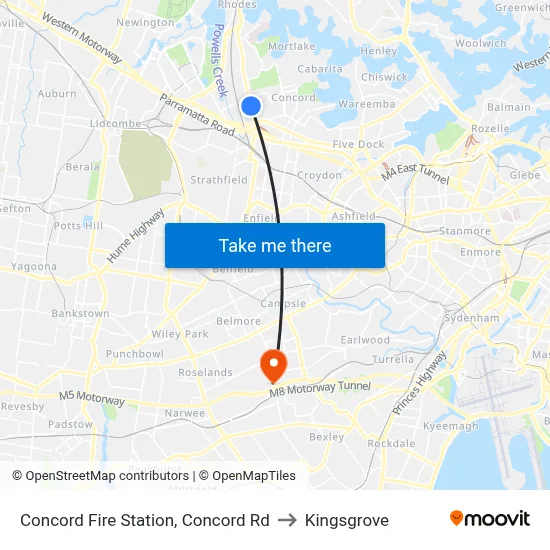 Concord Fire Station, Concord Rd to Kingsgrove map