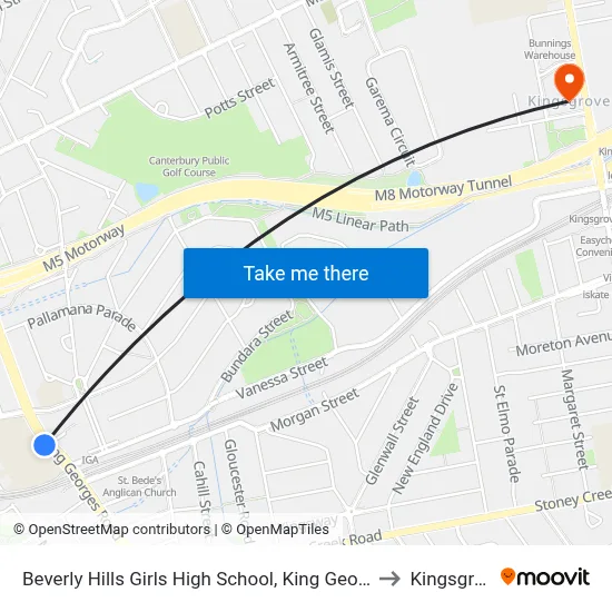 Beverly Hills Girls High School, King Georges Rd to Kingsgrove map