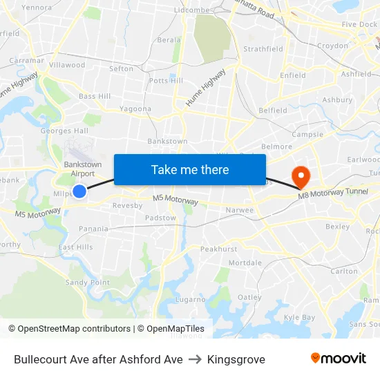 Bullecourt Ave after Ashford Ave to Kingsgrove map