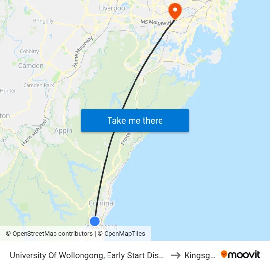 University Of Wollongong, Early Start Discovery Centre to Kingsgrove map
