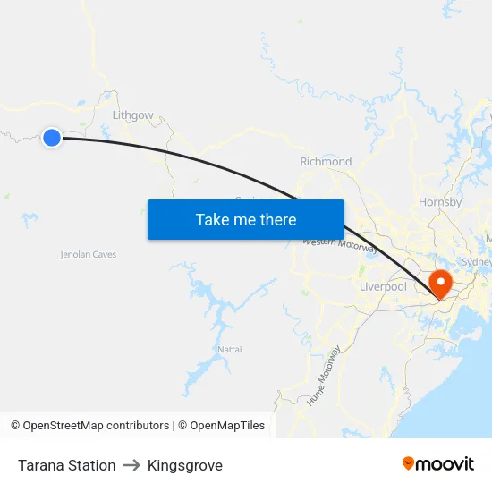 Tarana Station to Kingsgrove map