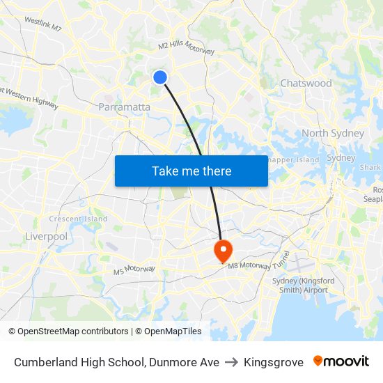 Cumberland High School, Dunmore Ave to Kingsgrove map