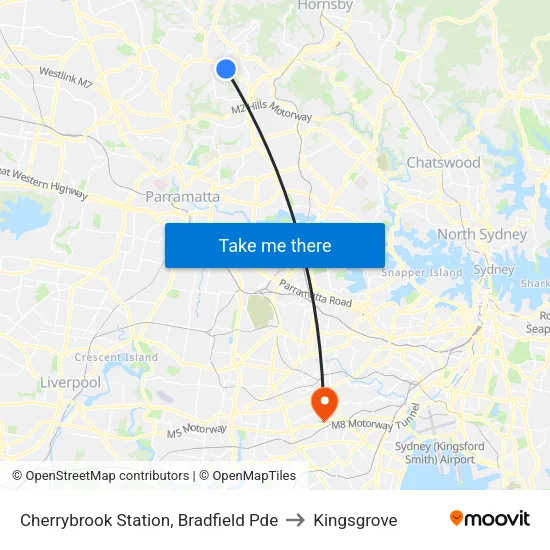 Cherrybrook Station, Bradfield Pde to Kingsgrove map