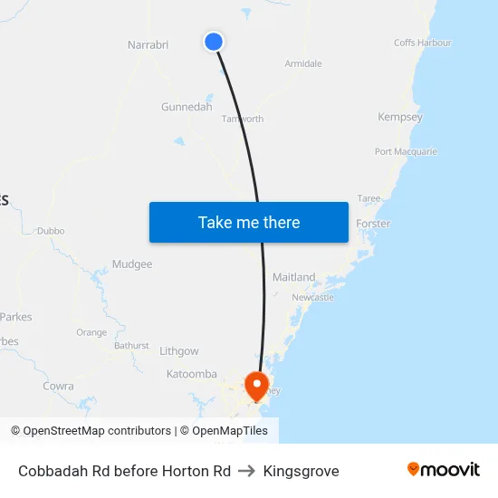 Cobbadah Rd before Horton Rd to Kingsgrove map